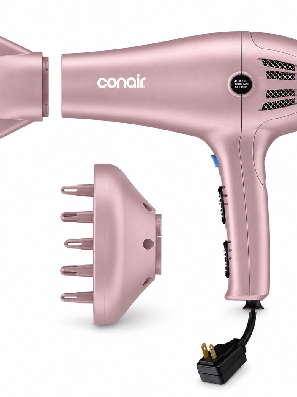 Conair Ionic Ceramic Cord-Keeper Hair Dryer, Retractable Cord, Diffuser